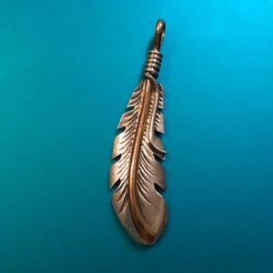 Native American feather pendant silver with gold